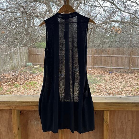 J. Jill Black Linen Blend Open Lightweight Longline Cardigan Size M. NEW - Picture 2 of 7